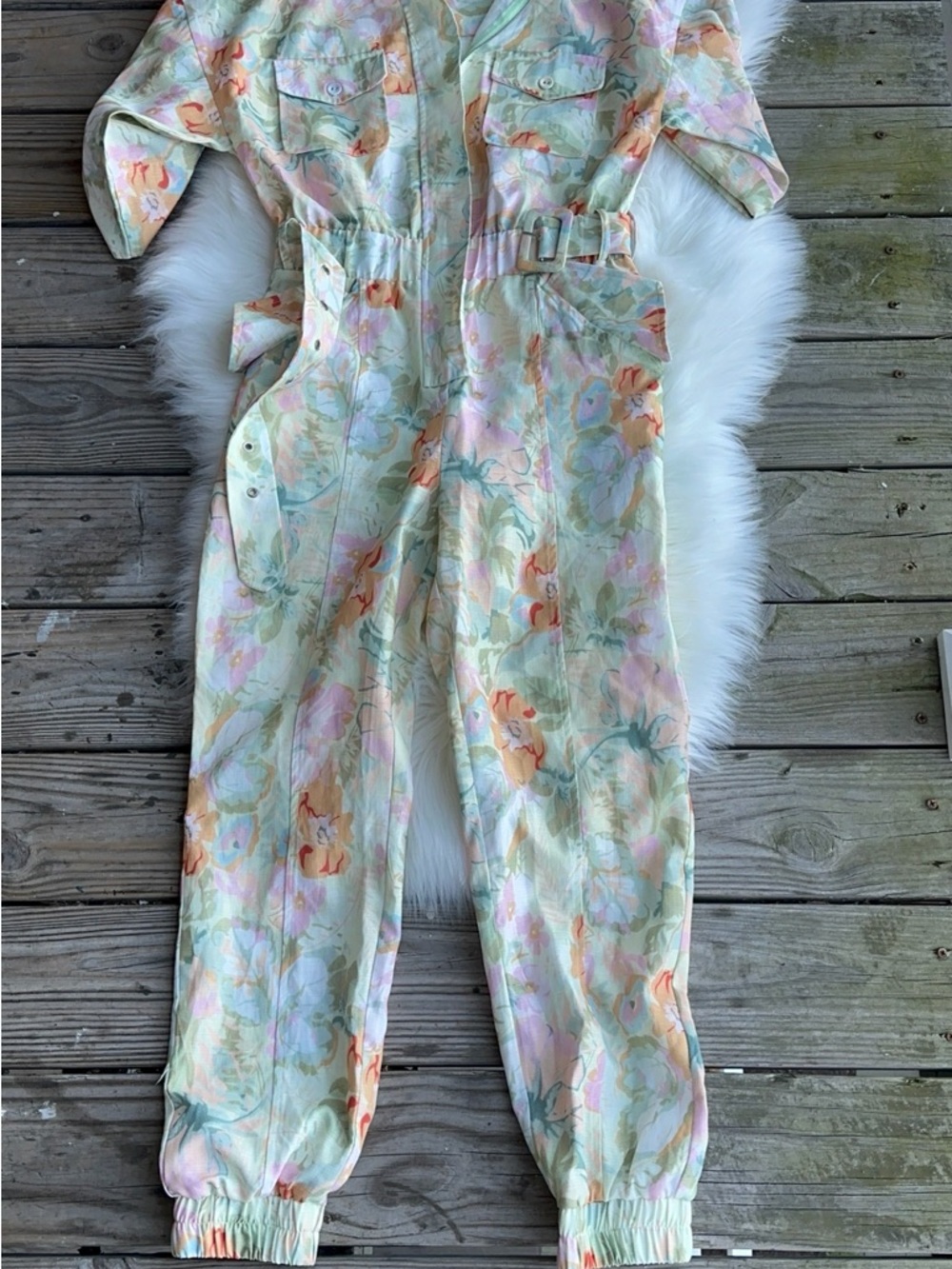 Lena Pastel Floral pants Jumpsuit with Belt - Picture 7 of 12